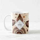 ディワリパーソナライズされたディヤス&ランゴリ金ゴールド&ブロンズ コーヒーマグカップ (左)