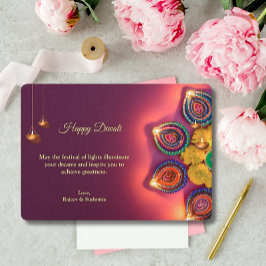 ディワリパープルゴールデンランプディヤスグリーティング シーズンカード