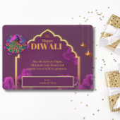 ディワリパープル金ゴールドピーコックランプグリーティング シーズンカード