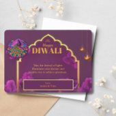 ディワリパープル金ゴールドピーコックランプグリーティング シーズンカード