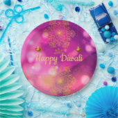 ディワリパープル金ゴールドマンダラランプ ペーパープレート (パーティー)