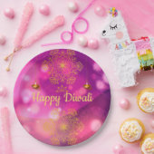 ディワリパープル金ゴールドマンダラランプ ペーパープレート (パーティー)