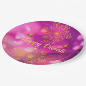 ディワリパープル金ゴールドマンダラランプ ペーパープレート (アングル)