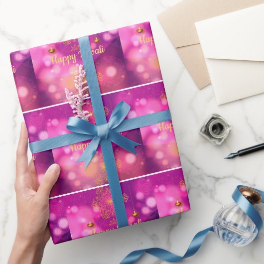 ディワリパープル金ゴールドマンダラランプ ラッピングペーパー (ギフト)