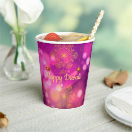 ディワリパープル金ゴールドマンダラランプ 紙コップ