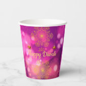 ディワリパープル金ゴールドマンダラランプ 紙コップ (正面)