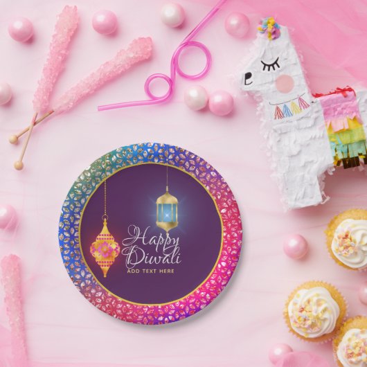 ディワリボリウッドランタンがキラキラと輝パーソナライズされたく ペーパープレート (パーティー)