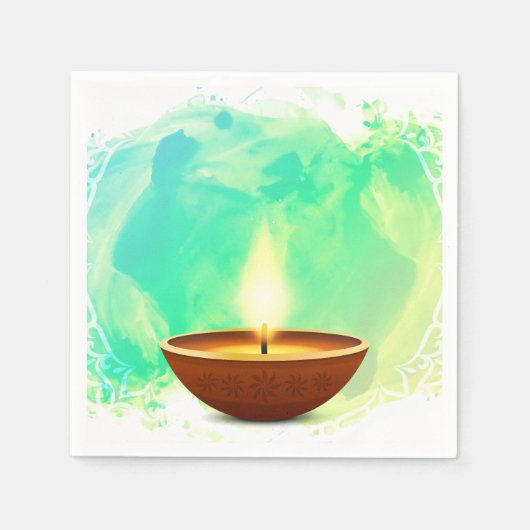 ディワリモダンディヤグリーンウォーター色 スタンダードカクテルナプキン (正面)