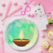 ディワリモダンディヤグリーンウォーター色 ペーパープレート (パーティー)