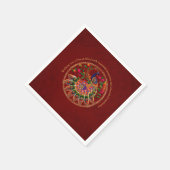 ディワリレッド金ゴールドカラフルピーコックパーソナライズされた スタンダードカクテルナプキン (角)