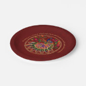 ディワリレッド金ゴールドカラフルピーコックパーソナライズされた ペーパープレート (アングル)