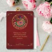 ディワリレッド金ゴールドカラフル孔雀 シーズンカード