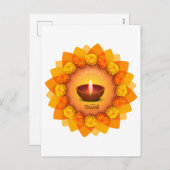 ディワリ伝統的ディヤマリゴールドフェスティバルオブライト シーズンポストカード (正面/裏面)