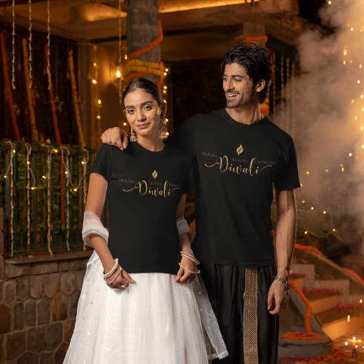 ディワリ健康富ウィズダム黄金デザイン Tシャツ