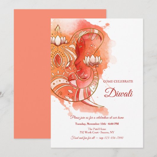 ディワリ招待状 招待状 (正面/裏面)