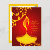 ディワリ挨拶エレガントライト感動的引用文 ポストカード (正面/裏面)