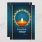 ディワリ油ランプグリーティングカード シーズンカード (正面/裏面)