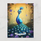 🦚ディワリ疑問に思:エンチャント孔雀はがき シーズンポストカード (正面)