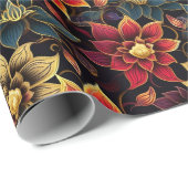 ディワリ花模様ラッピング紙 ラッピングペーパー (ロールコーナー)