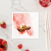 ディワリ赤い水色とディヤ スタンダードカクテルナプキン (インサイチュ)