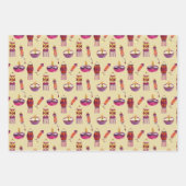 ディワリ、インディアンモチーフのギフトラッピング3枚セット。 ラッピングペーパーシート (正面3)