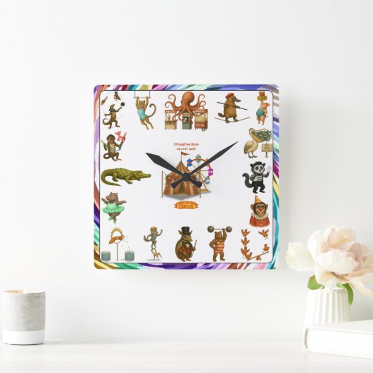 ディンガリング兄弟サーカスの一員たち スクエア壁時計 (ホーム)