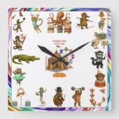 ディンガリング兄弟サーカスの一員たち スクエア壁時計 (正面)