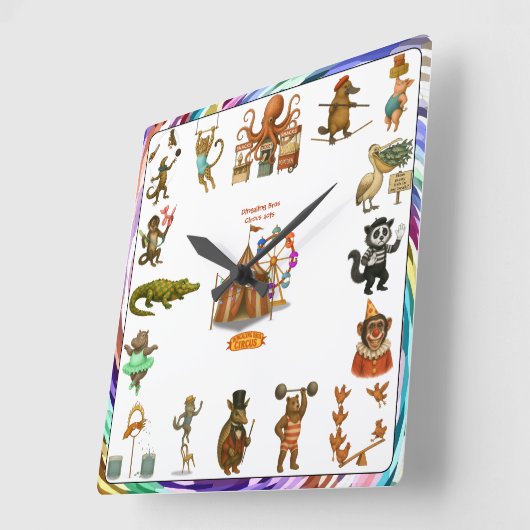 ディンガリング兄弟サーカスの一員たち スクエア壁時計 (傾斜)