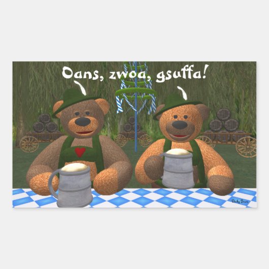 ディンキーベアーズオクトーバーフェスト 長方形シール (正面)