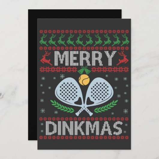 ディンクおもしろいマス醜いクリスマスセーターのピックボール 招待状 (正面/裏面)