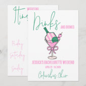 ディンクとドリンク、ピックボールバチェロレッテ 招待状 (正面/裏面)