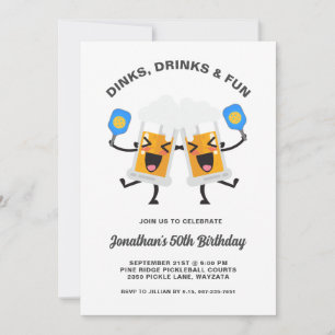 ディンク&ドリンクビールマグスピックボール誕生日パーティー 招待状