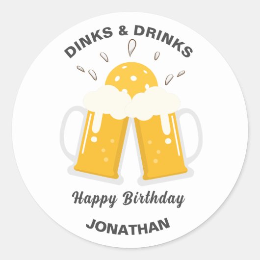 ディンク&ドリンクビールマグ応援カスタムピックボール ラウンドシール (正面)