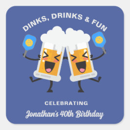 ディンク&ドリンクマンガビールマグカスタムズPickleball スクエアシール