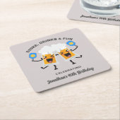 ディンク&ドリンクマンガビールマグカスタムズPickleball スクエアペーパーコースター (アングル)