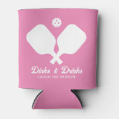 ディンク、ピックボールのパドルピンクパーソナライズされた色 缶クーラー (正面)