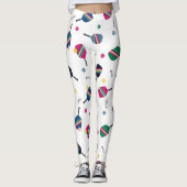 ディンク!ピックボール鮮やかおもしろいブルーグリーンイエロー レギンス (正面)