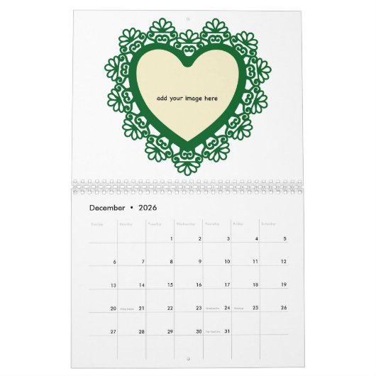 ディングスハートとレースカラフル カレンダー (12月 2026)
