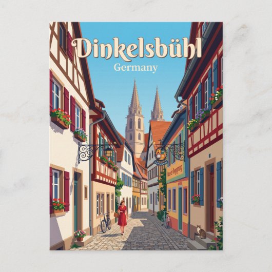 ディンケルスビュール旧市街の路地 ドイツ ポストカード (正面)