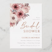 ディンボホ赤面ブライダルシャワーバラ金ゴールド 箔招待状 (正面)