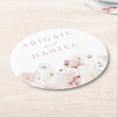 ディヴァインエレガンス：赤面ガーデン結婚フローラ ラウンドペーパーコースター (アングル)