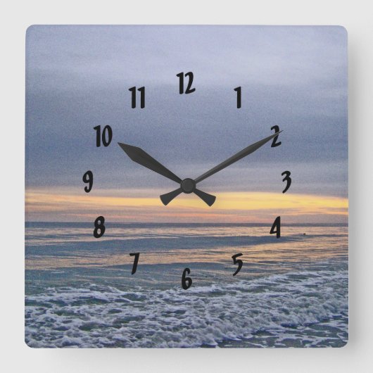 ディヴァインサンセットアオークアイランドビーチ スクエア壁時計 (正面)