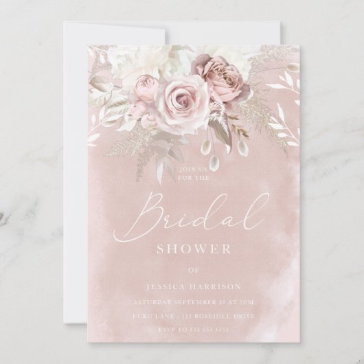 ディヴァインビューティフルダスティバラ赤面ブライダルシャワー 招待状 (正面)