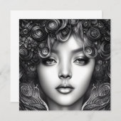 ディヴァインブラックガールデジタルアートポートレートフラットカード (正面/裏面)