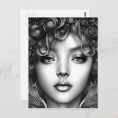 ディヴァインブラックガールデジタルアートポートレート ポストカード (正面/裏面)