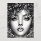 ディヴァインブラックガールデジタルアートポートレート ポストカード (正面)