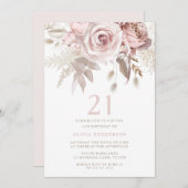 ディヴァイン赤面ピンクローズ21st誕生日パーティー 招待状 (正面/裏面)