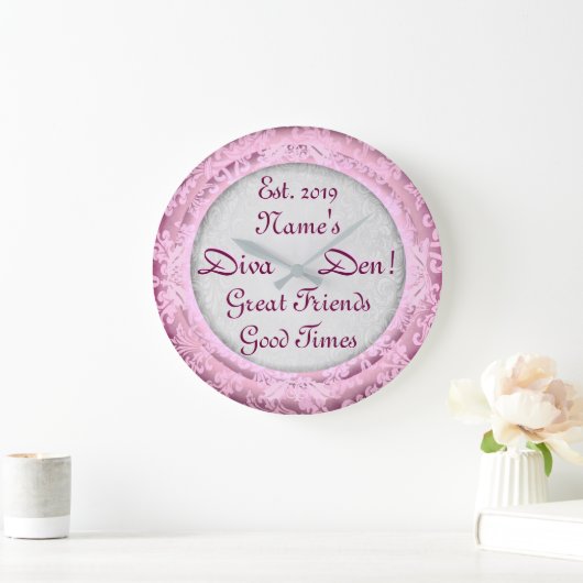 ディヴァデンピンクデコール！母さん洞窟お母さん洞窟！ ラージ壁時計 (ホーム)