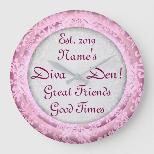 ディヴァデンピンクデコール!母さん洞窟お母さん洞窟! ラージ壁時計 (正面)