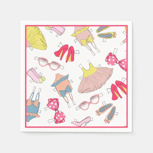 ディヴァファッションスティレトスウォーター色パーティー紙プラット スタンダードカクテルナプキン (正面)